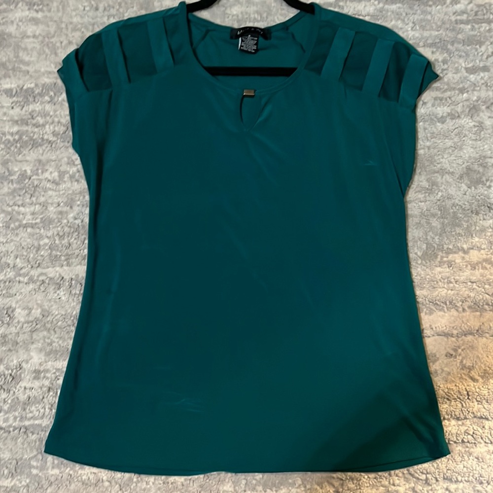 Teal business casual blouse